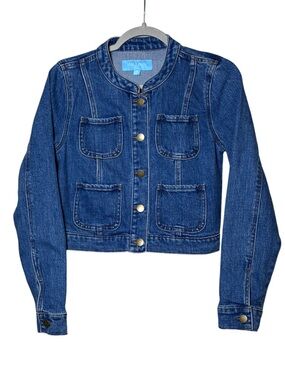 Draper James 4-Pocket Blue Denim Jean Jacket Cotton Blend Stretch